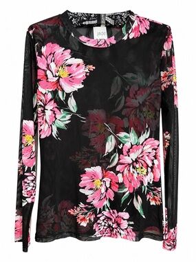 Johnny Was Mesh Jade Floral Long Sleeve “Juliette” Top, Medium NWOT
